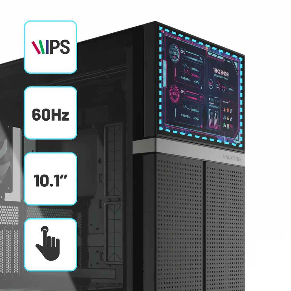 Valkyrie VK-02 Mid Tower ATX PC Case with LCD Screen Black